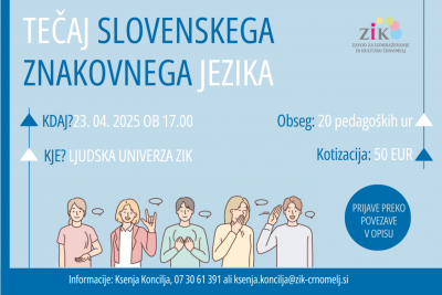 Zbiramo prijave za Začetni tečaj Slovenskega znakovnega jezika