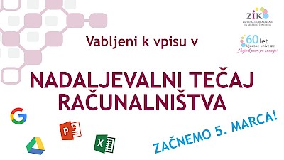 Vabljeni v nadaljevalni računalniški tečaj