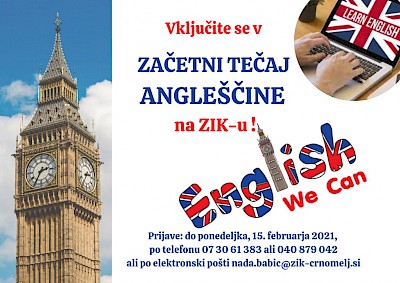 Vabljeni na začetni tečaj angleščine!