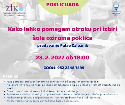 Spletno predavanje o vplivu staršev pri kariernem načrtovanju in odločanju otrok