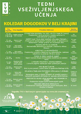 Koledar Tednov vseživljenjskega učenja v Beli krajini