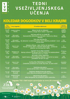 TVU 2022 - Koledar dogodkov tretjega tedna